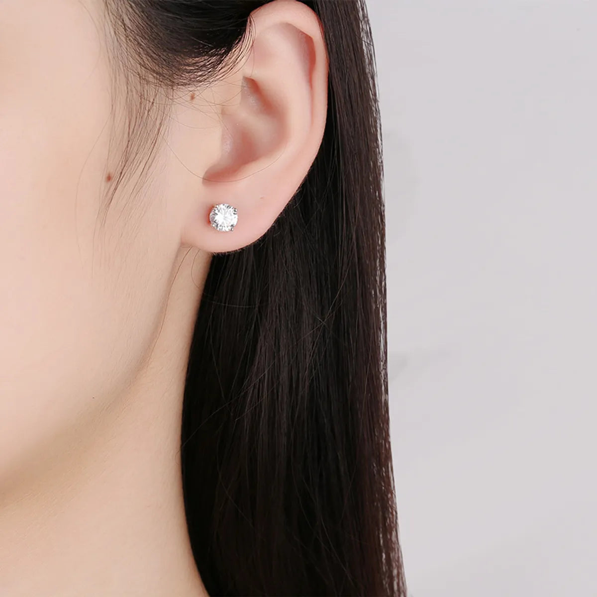 1 Pair Simple Style Geometric Plating Inlay Sterling Silver Zircon Ear Studs