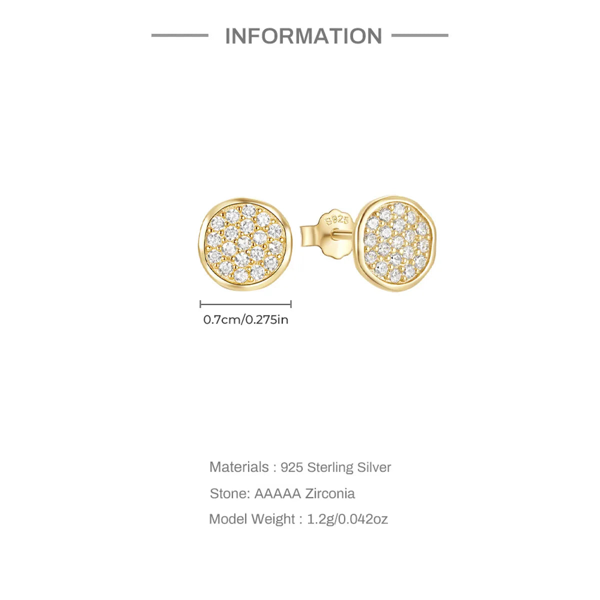 1 Pair Simple Style Geometric Plating Inlay Sterling Silver Zircon Ear Studs