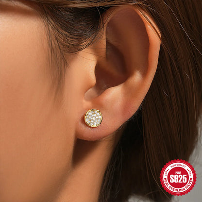 1 Pair Simple Style Geometric Plating Inlay Sterling Silver Zircon Ear Studs