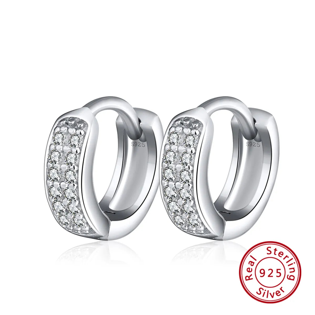 1 Pair Simple Style Geometric Plating Inlay Sterling Silver Zircon White Gold Plated Ear Studs