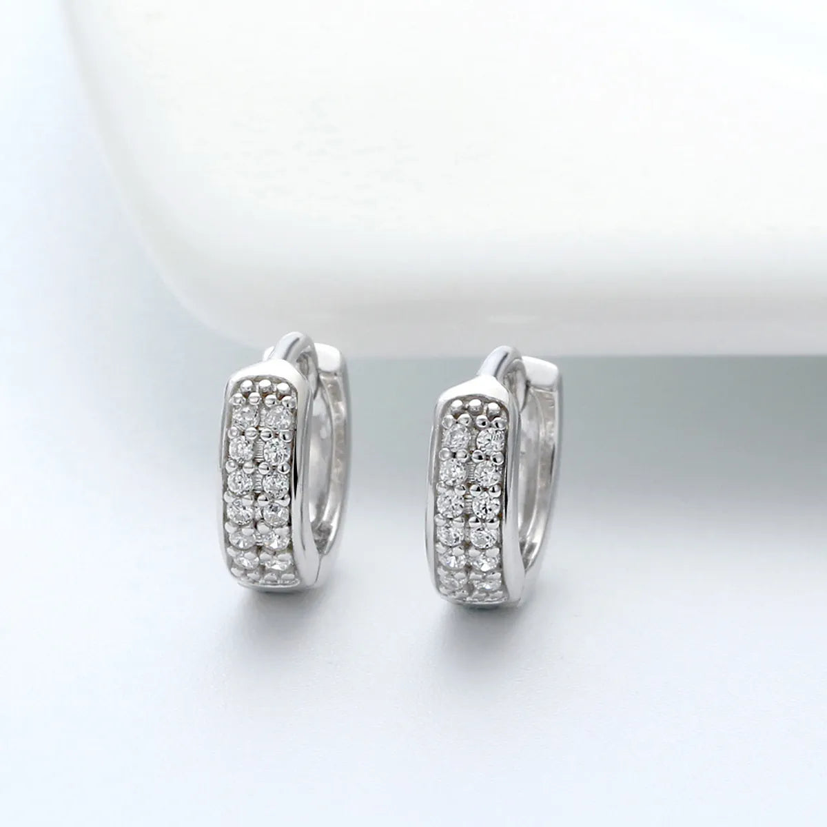 1 Pair Simple Style Geometric Plating Inlay Sterling Silver Zircon White Gold Plated Ear Studs