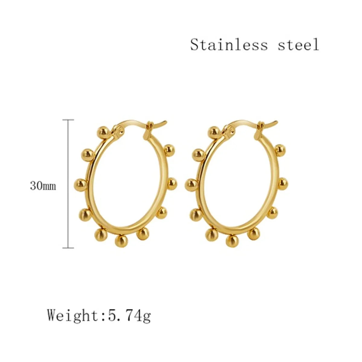 1 Pair Simple Style Geometric Plating Stainless Steel 18k Gold Plated Hoop Earrings