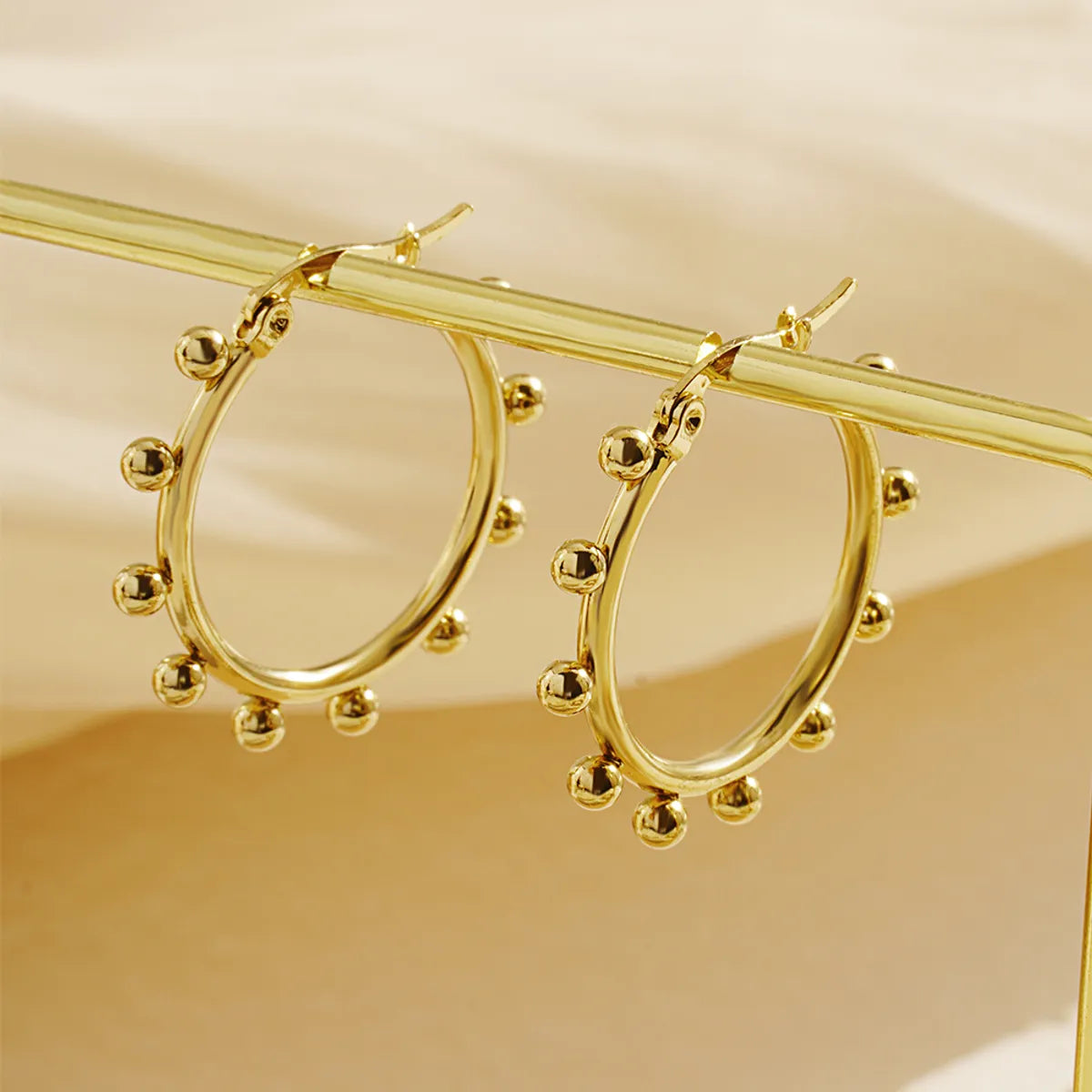 1 Pair Simple Style Geometric Plating Stainless Steel 18k Gold Plated Hoop Earrings