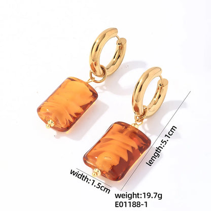 1 Pair Simple Style Geometric Plating Stainless Steel Drop Earrings