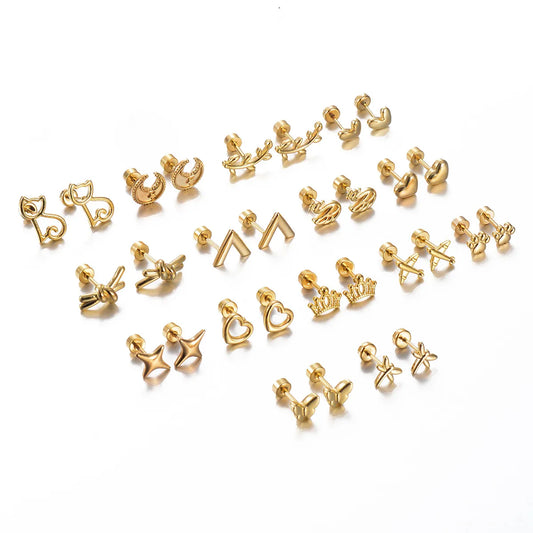 1 Pair Simple Style Geometric Plating Stainless Steel Ear Studs