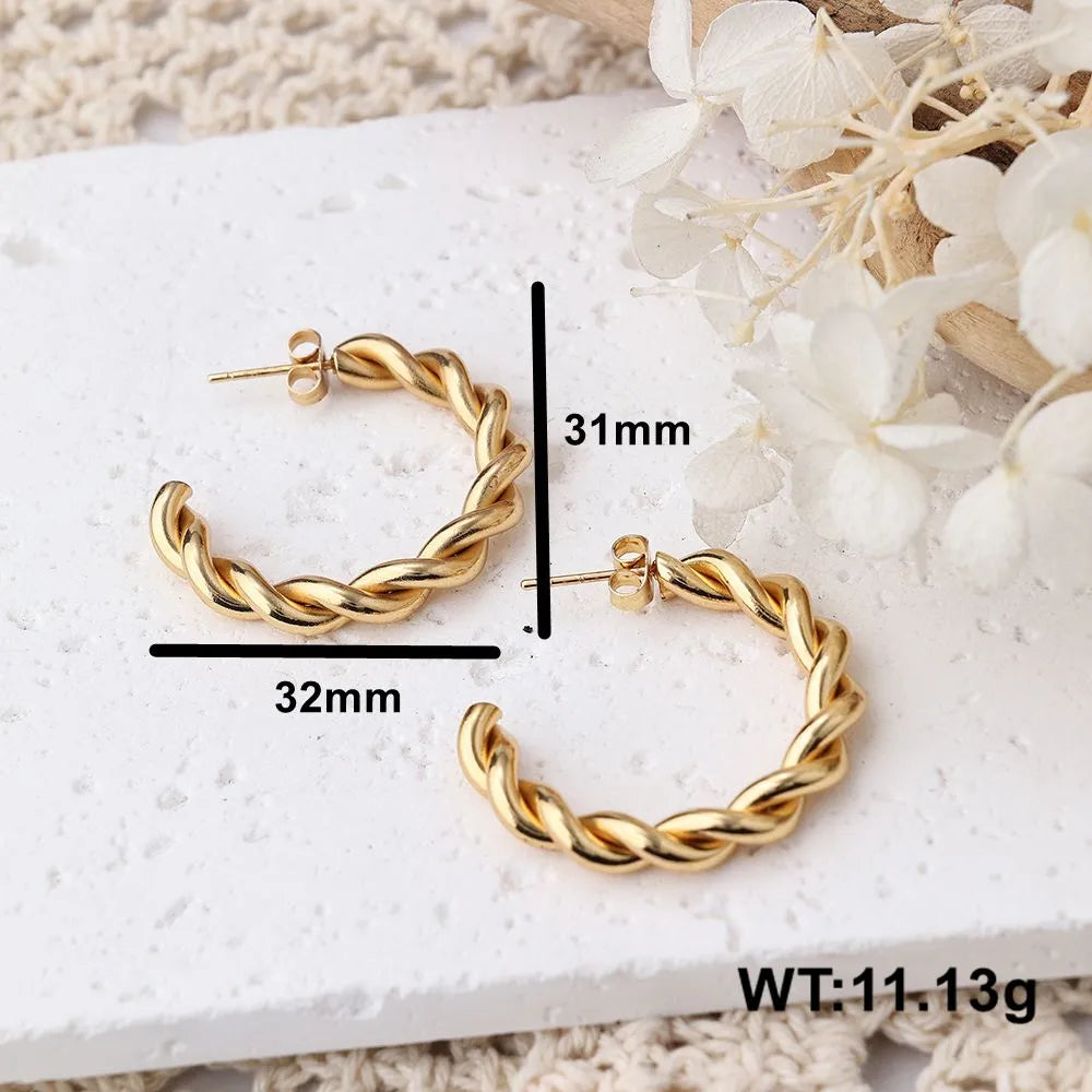 1 Pair Simple Style Geometric Plating 304 Stainless Steel Ear Studs