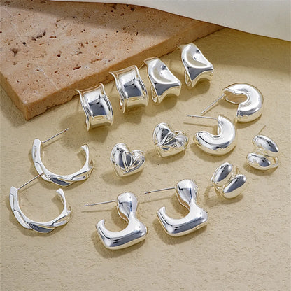 1 Pair Simple Style Geometric Plating Stainless Steel Hoop Earrings Drop Earrings