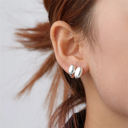 1 Pair Simple Style Geometric Plating Stainless Steel Hoop Earrings Drop Earrings