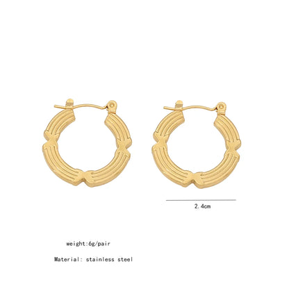 1 Pair Simple Style Geometric Plating Stainless Steel 18K Gold Plated Hoop Earrings