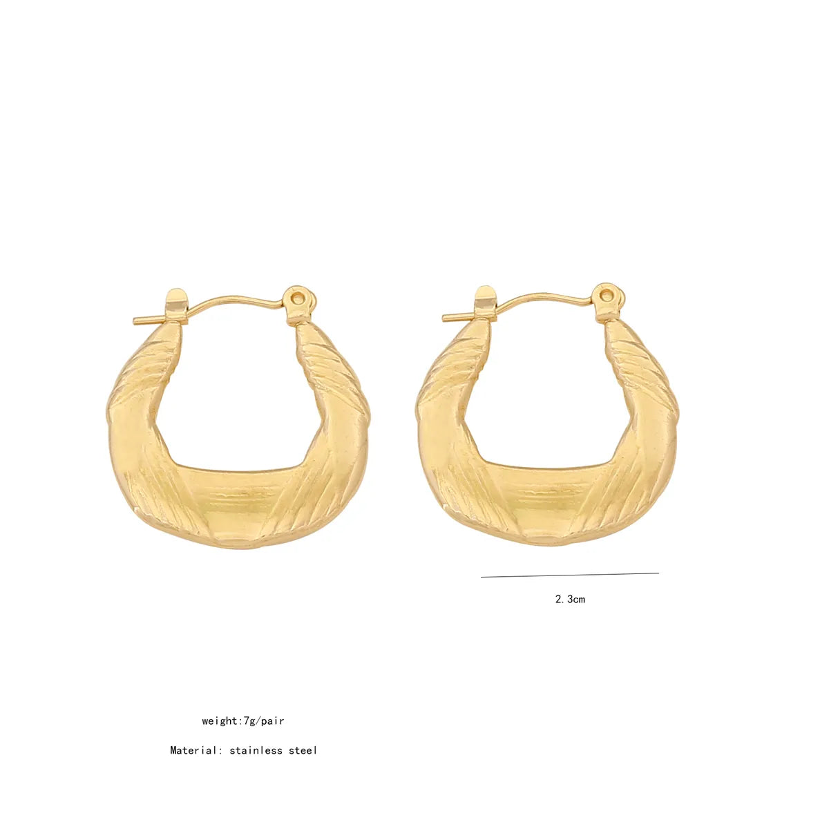 1 Pair Simple Style Geometric Plating Stainless Steel 18K Gold Plated Hoop Earrings