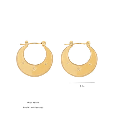 1 Pair Simple Style Geometric Plating Stainless Steel 18K Gold Plated Hoop Earrings