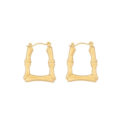 1 Pair Simple Style Geometric Plating Stainless Steel 18K Gold Plated Hoop Earrings