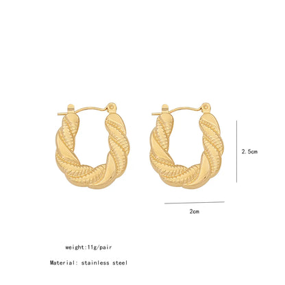 1 Pair Simple Style Geometric Plating Stainless Steel 18K Gold Plated Hoop Earrings