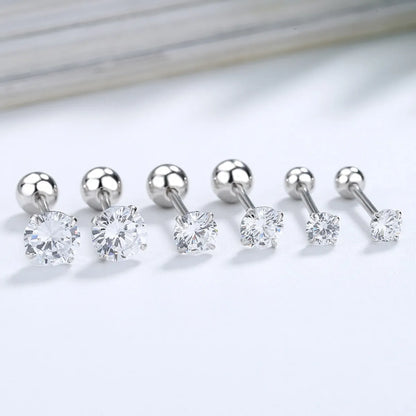 1 Pair Simple Style Geometric Plating Stainless Steel Zircon Ear Studs