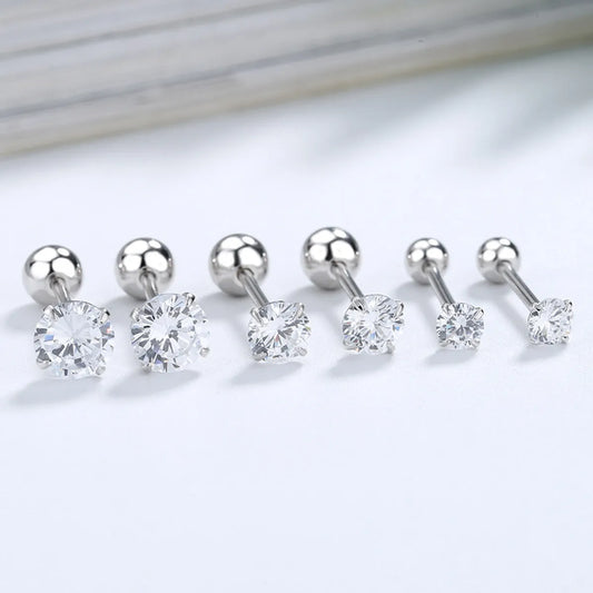 1 Pair Simple Style Geometric Plating Stainless Steel Zircon Ear Studs