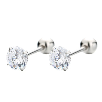 1 Pair Simple Style Geometric Plating Stainless Steel Zircon Ear Studs