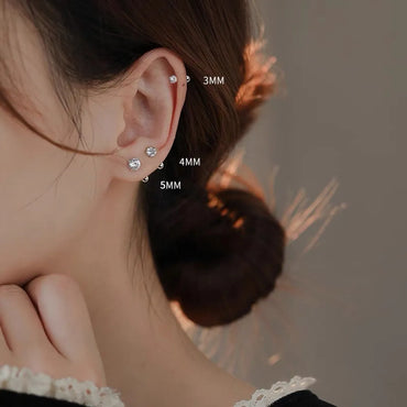 1 Pair Simple Style Geometric Plating Stainless Steel Zircon Ear Studs