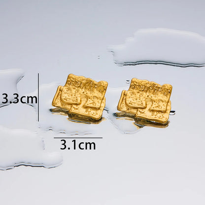 1 Pair Simple Style Geometric Plating Titanium Steel 18K Gold Plated Ear Studs