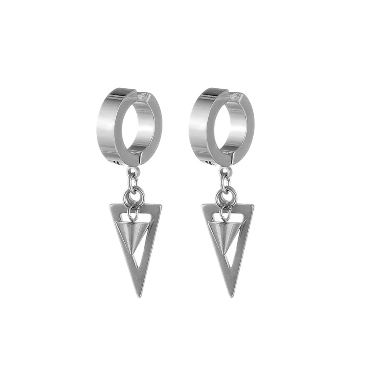 1 Piece Simple Style Triangle Plating Titanium Steel Drop Earrings