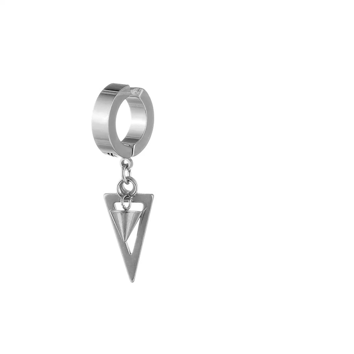 1 Piece Simple Style Triangle Plating Titanium Steel Drop Earrings