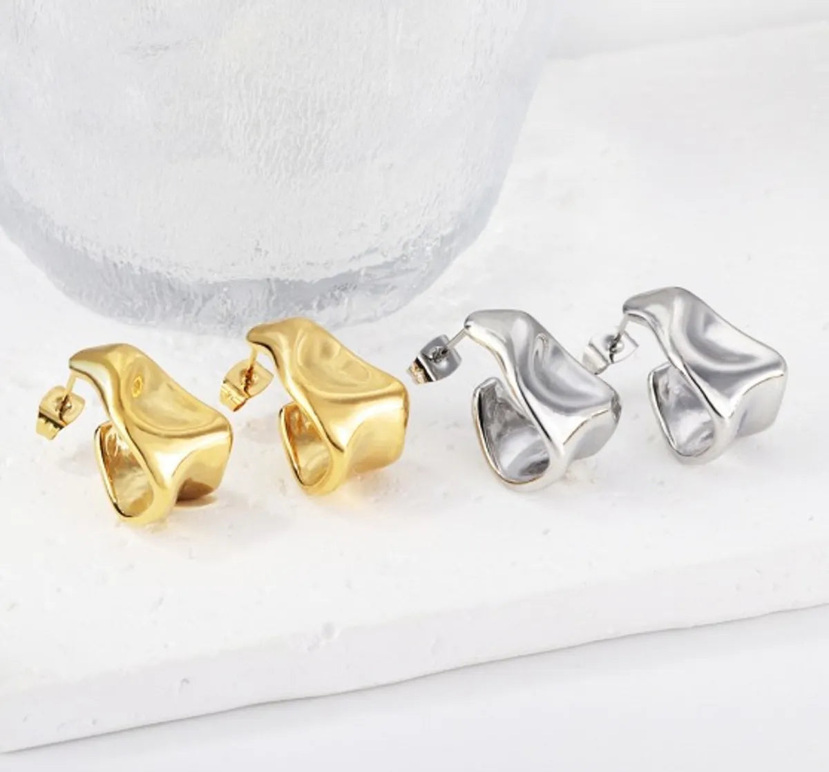 1 Pair Simple Style Geometric Plating Titanium Steel Ear Studs