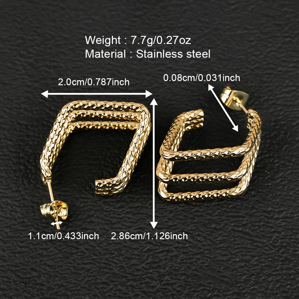 1 Pair Simple Style Geometric Polishing Hollow Out 201 Stainless Steel 18K Gold Plated Ear Studs