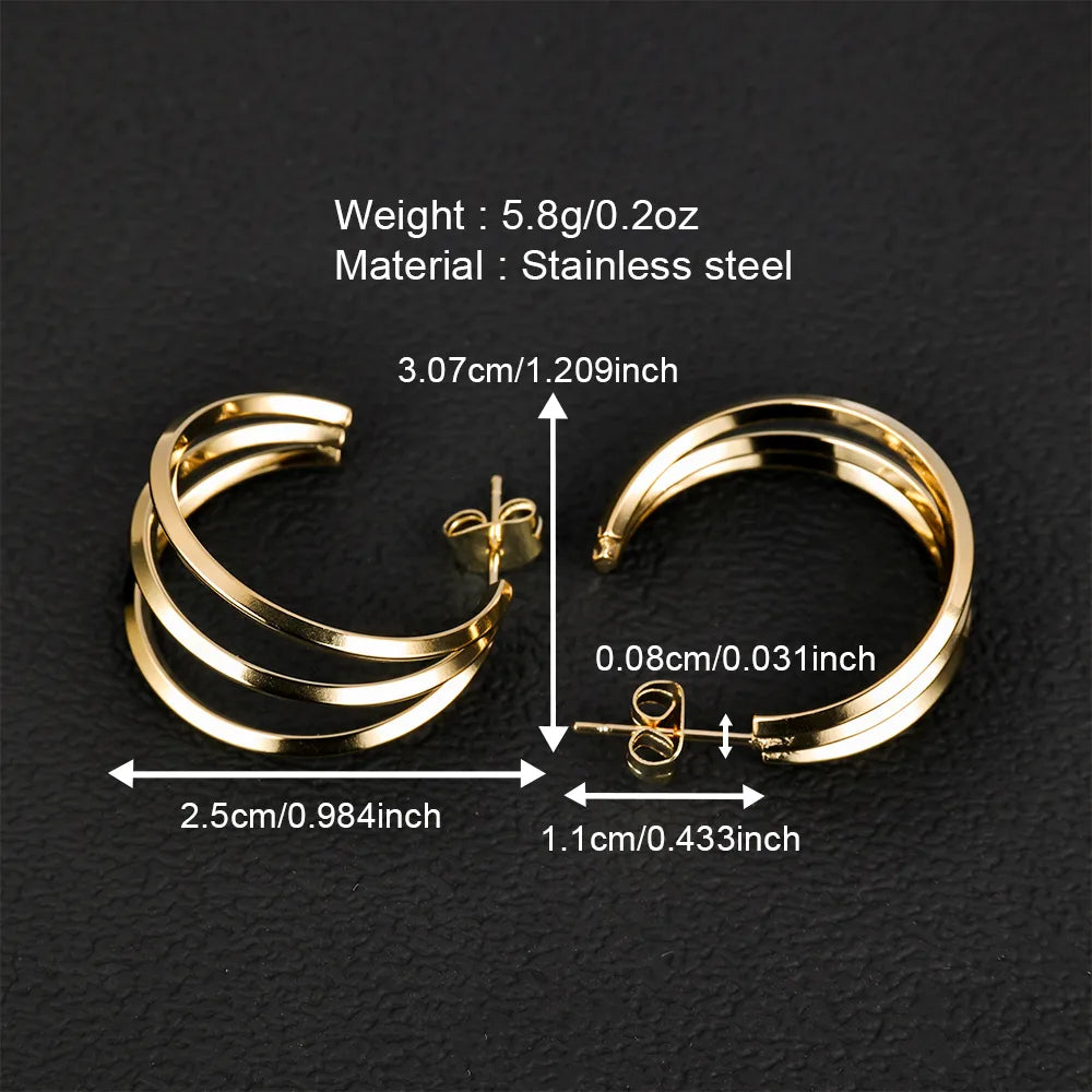 1 Pair Simple Style Geometric Polishing Hollow Out 201 Stainless Steel 18K Gold Plated Ear Studs