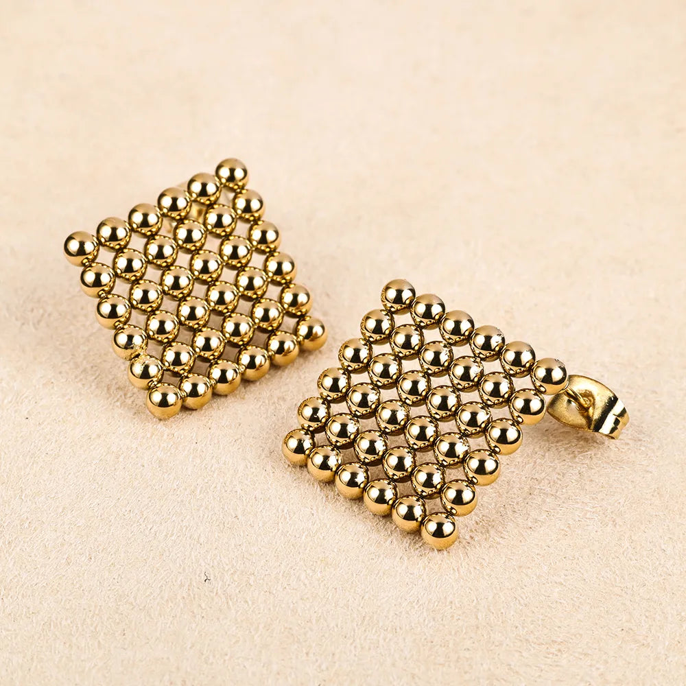 1 Pair Simple Style Geometric Polishing Hollow Out 201 Stainless Steel 18K Gold Plated Ear Studs