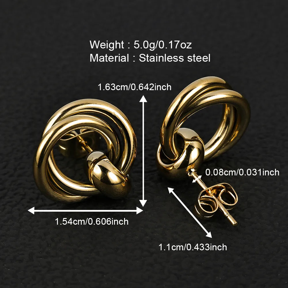 1 Pair Simple Style Geometric Polishing Hollow Out 201 Stainless Steel 18K Gold Plated Ear Studs