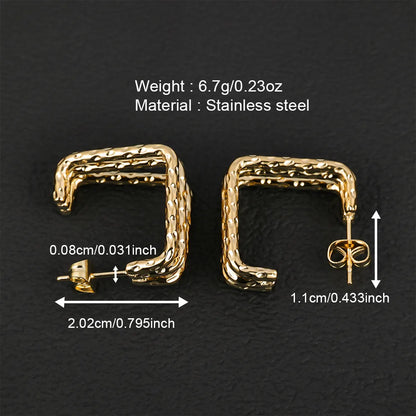 1 Pair Simple Style Geometric Polishing Hollow Out 201 Stainless Steel 18K Gold Plated Ear Studs