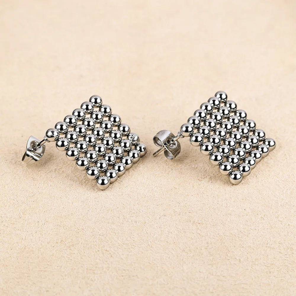 1 Pair Simple Style Geometric Polishing Hollow Out 201 Stainless Steel 18K Gold Plated Ear Studs