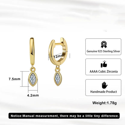 1 Pair Simple Style Geometric Polishing Plating Inlay Sterling Silver Zircon 14k Gold Plated White Gold Plated Drop Earrings