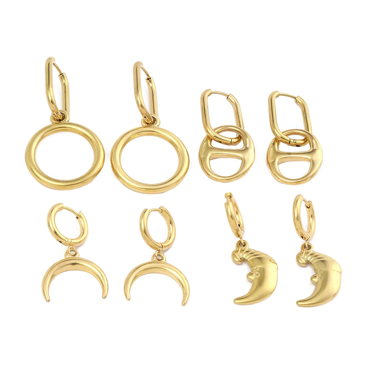 1 Pair Simple Style Geometric Polishing Plating Stainless Steel 18k Gold Plated Drop Earrings