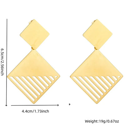 1 Pair Simple Style Geometric Rhombus 304 Stainless Steel 18K Gold Plated Drop Earrings