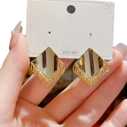 1 Pair Simple Style Geometric Rhombus Plating Copper Ear Studs