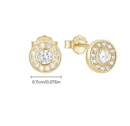 1 Pair Simple Style Geometric Round Flower Plating Inlay Sterling Silver Zircon Ear Studs