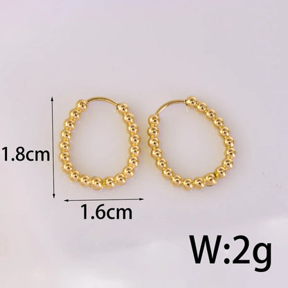 1 Pair Simple Style Geometric Round Heart Shape Titanium Steel 18K Gold Plated Hoop Earrings