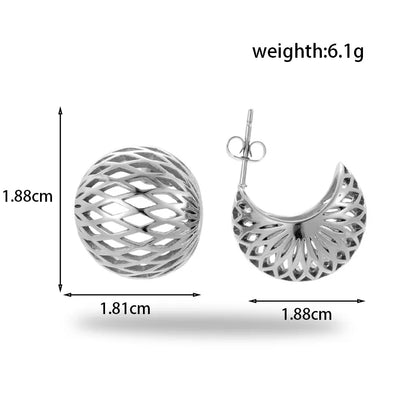 1 Pair Simple Style Geometric Round Hollow Out 304 Stainless Steel Earrings