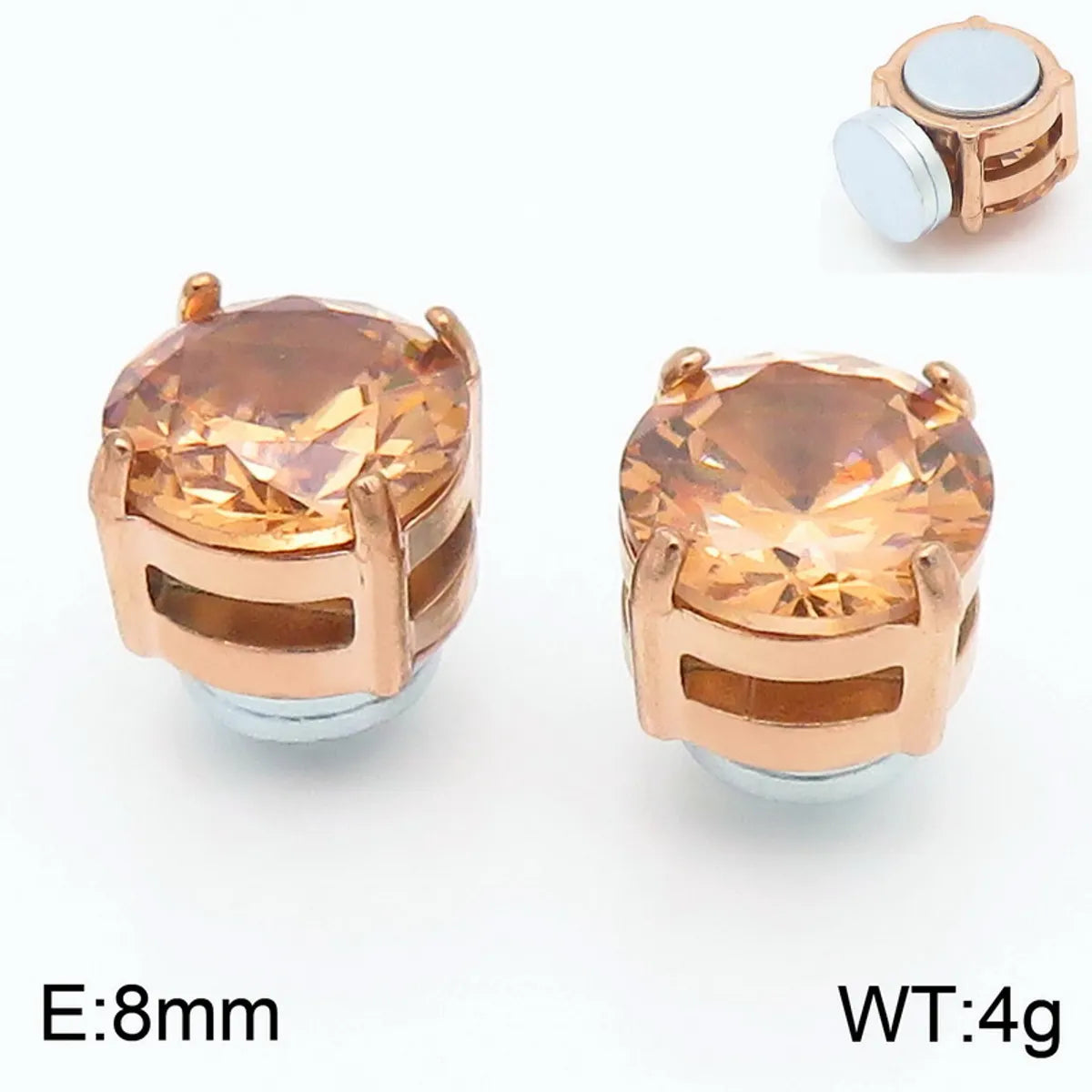 1 Pair Simple Style Geometric Round Magnetic Inlay 304 Stainless Steel Zircon 18K Gold Plated Ear Cuffs