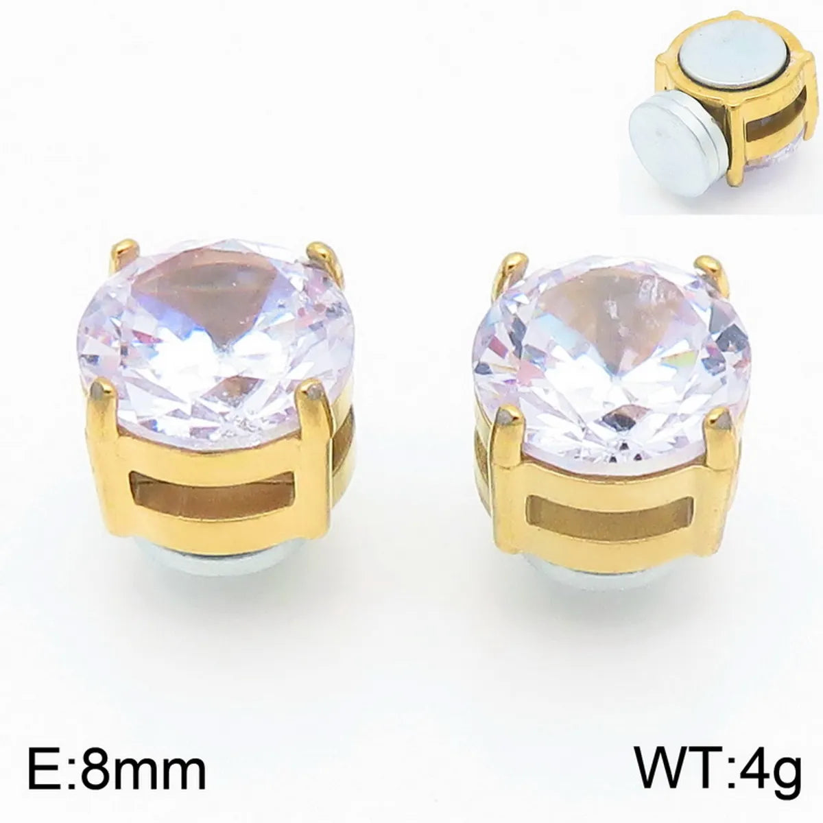 1 Pair Simple Style Geometric Round Magnetic Inlay 304 Stainless Steel Zircon 18K Gold Plated Ear Cuffs