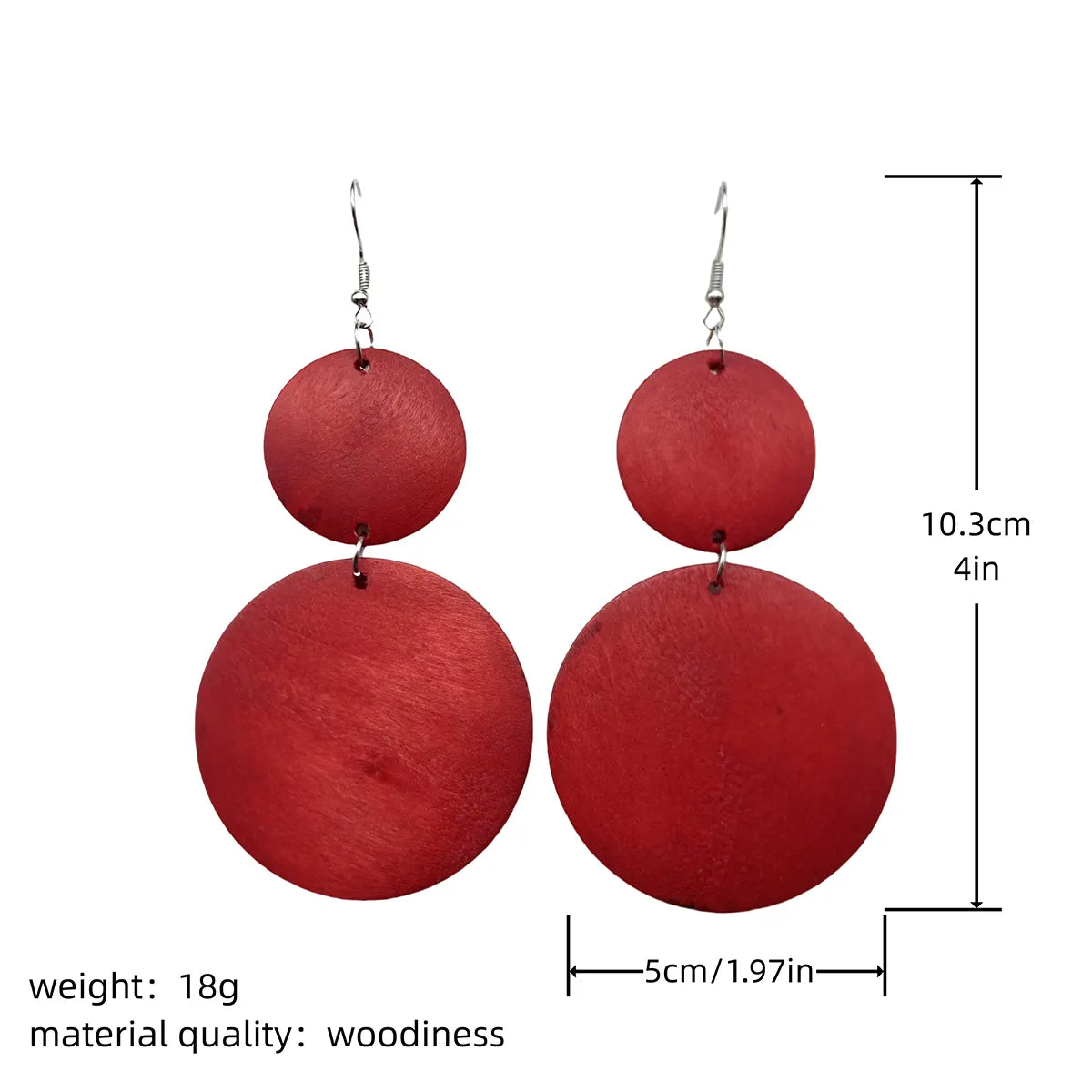 1 Pair Simple Style Geometric Round Wood Drop Earrings