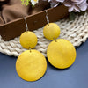 1 Pair Simple Style Geometric Round Wood Drop Earrings