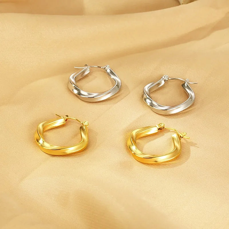 1 Pair Simple Style Geometric Solid Color 304 Stainless Steel 18K Gold Plated Earrings