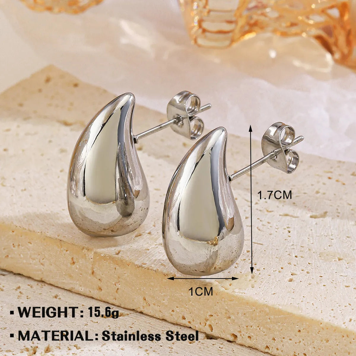 1 Pair Simple Style Geometric Solid Color 304 Stainless Steel Drop Earrings