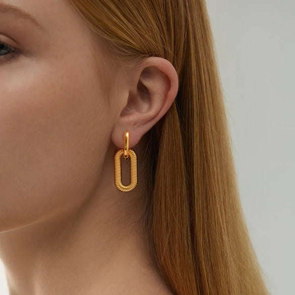 1 Pair Simple Style Geometric Solid Color 304 Stainless Steel Drop Earrings