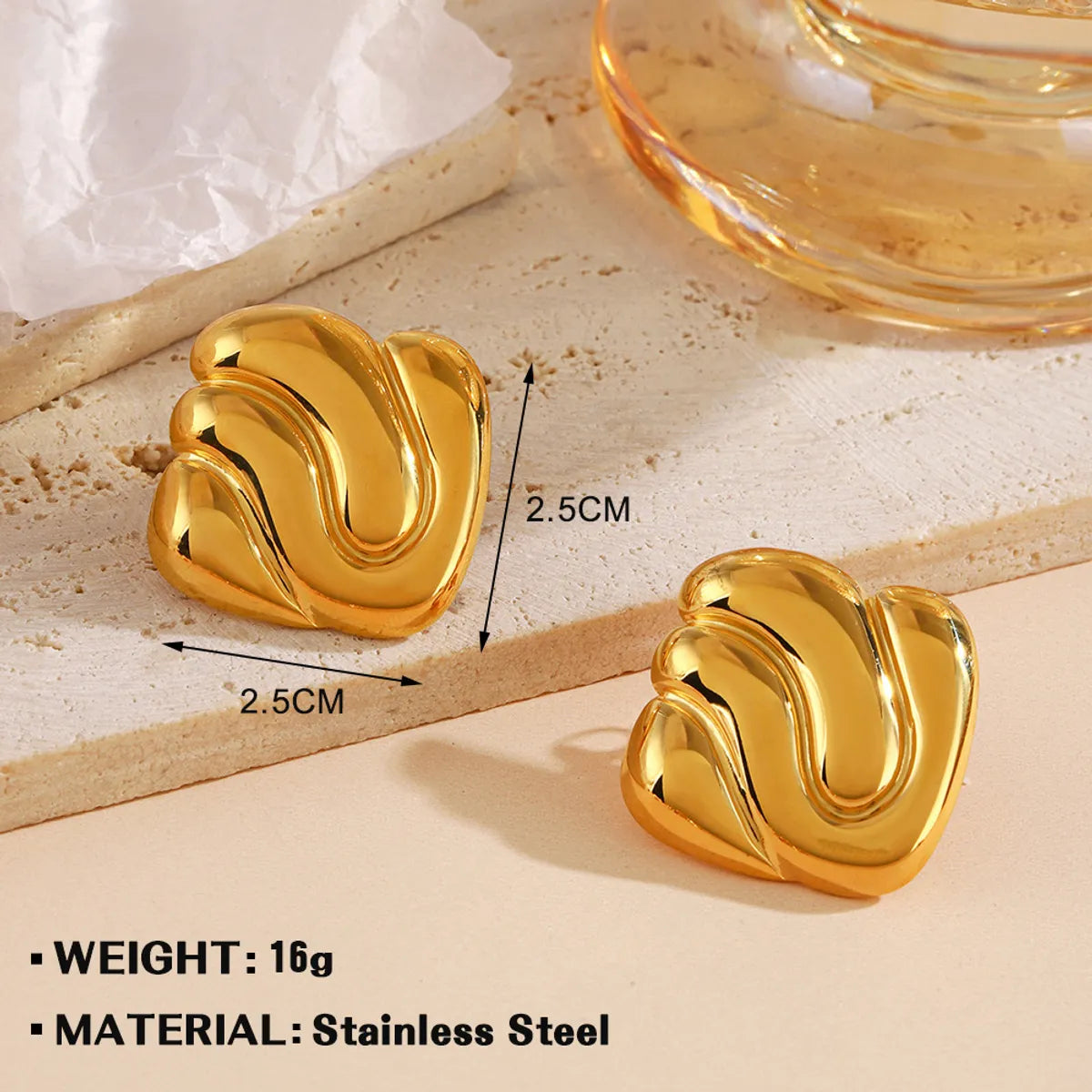 1 Pair Simple Style Geometric Solid Color 304 Stainless Steel Ear Studs