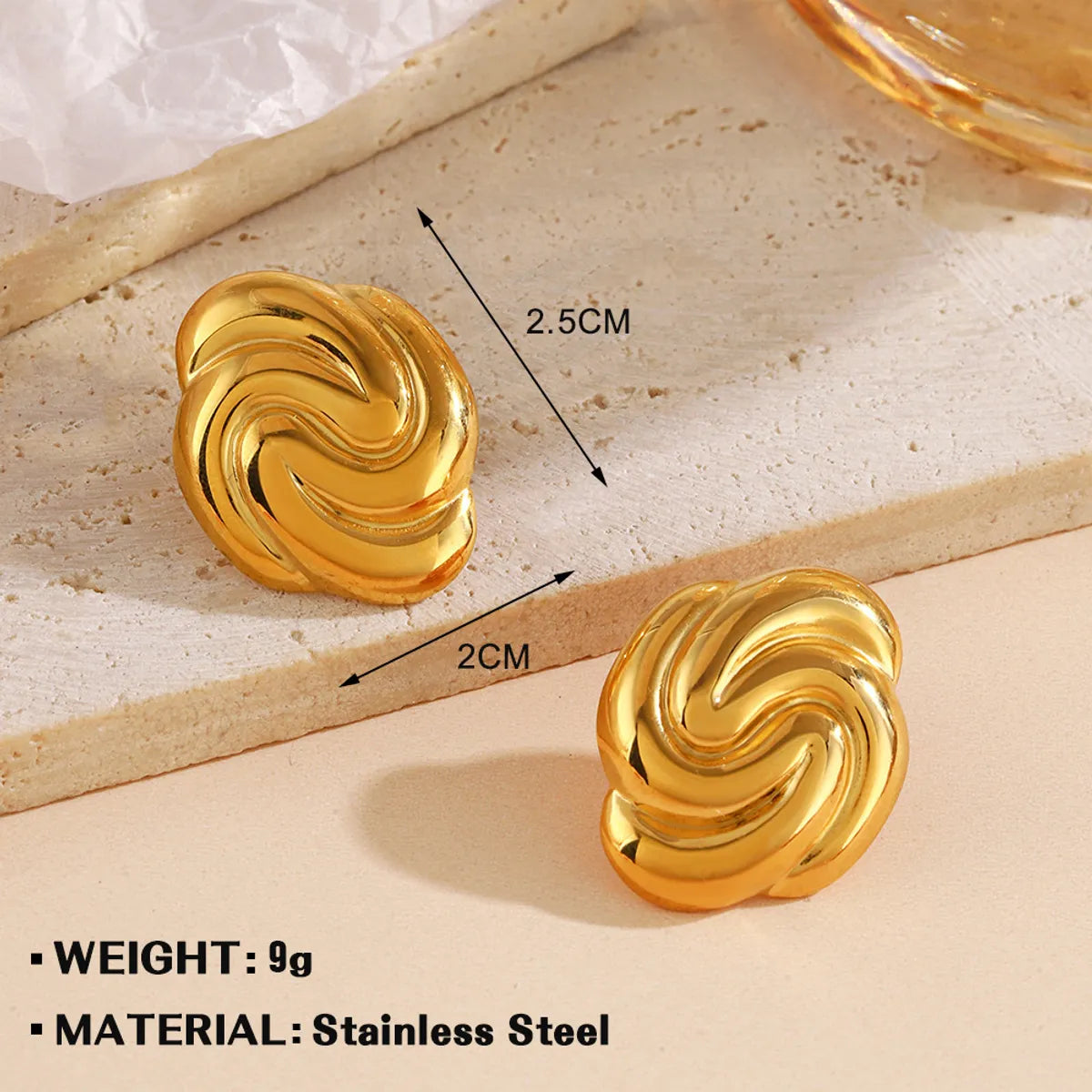 1 Pair Simple Style Geometric Solid Color 304 Stainless Steel Ear Studs