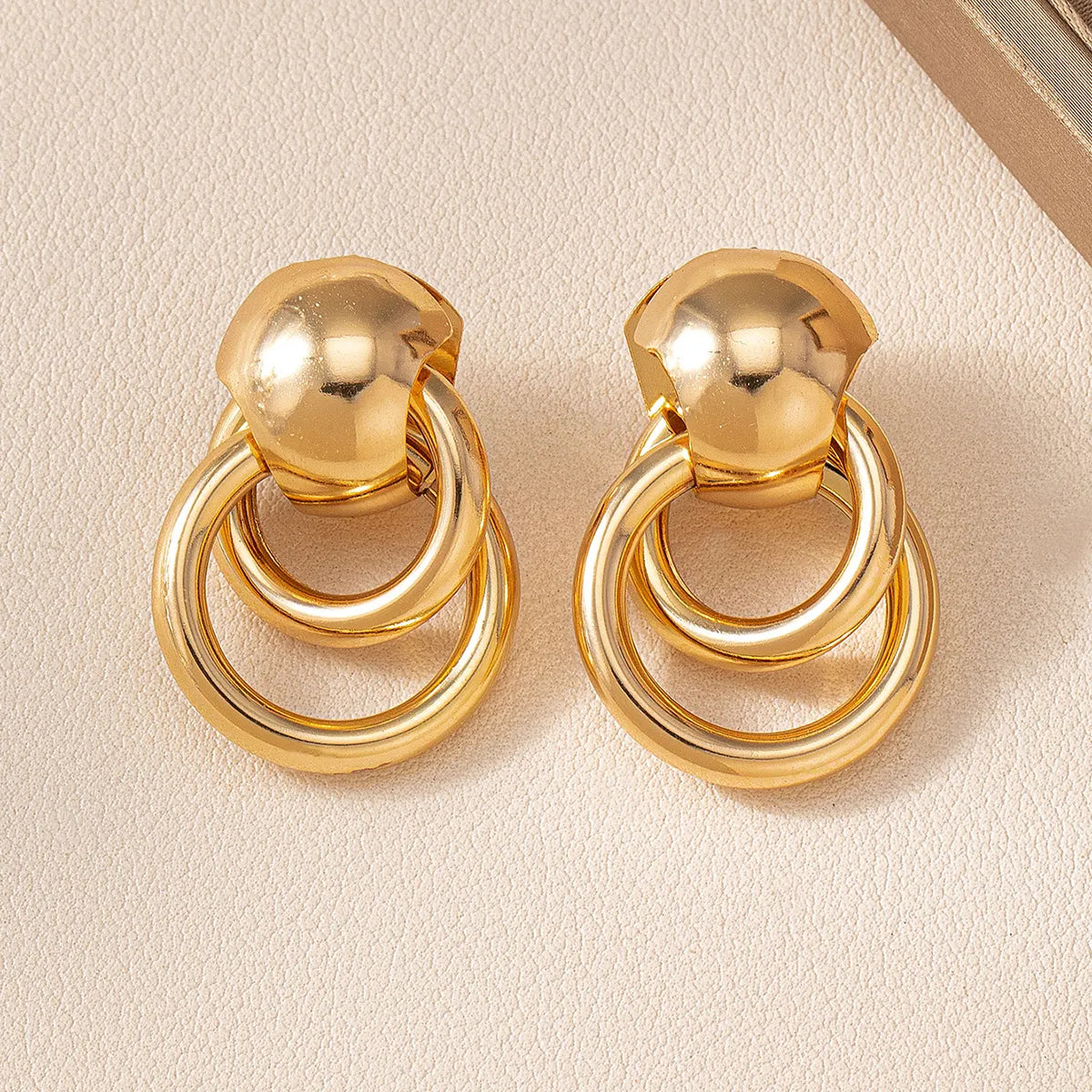 1 Pair Simple Style Geometric Solid Color Alloy Drop Earrings