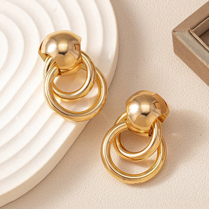 1 Pair Simple Style Geometric Solid Color Alloy Drop Earrings