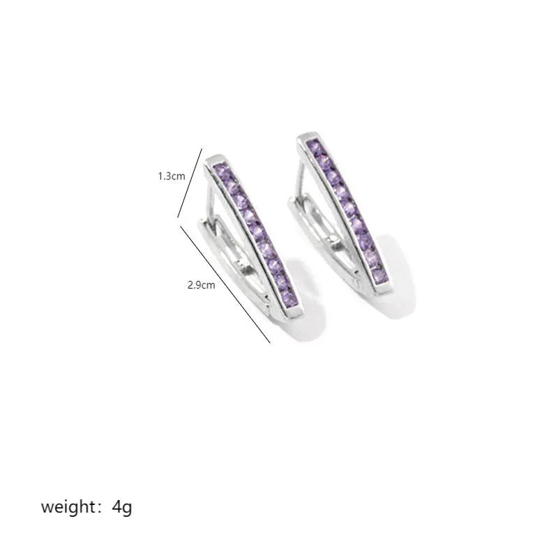 1 Pair Simple Style Geometric Solid Color Inlay Copper Zircon White Gold Plated Hoop Earrings